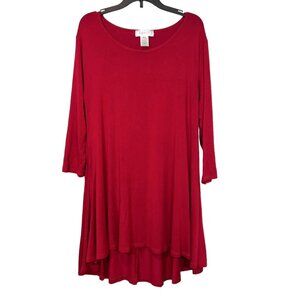 Top‎ It Off S Mini Dress Womens High Low Red Casual Tunic Top Size Small